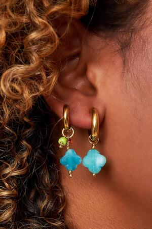Boucles d'oreilles pendantes trèfle Vert & Or Acier inoxydable h5 Image3